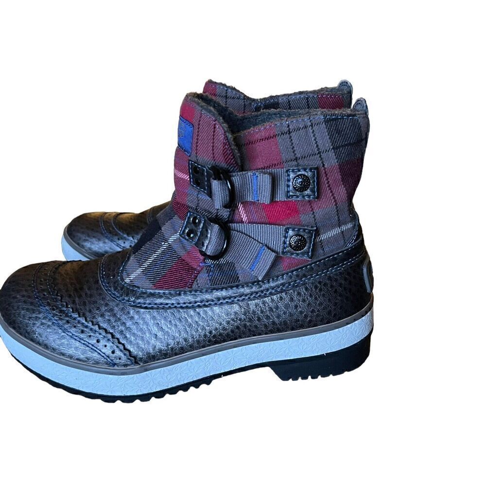 UGG Marais Womens Size 6M EU37 Gray Plaid Wool Lined Waterproof Ankle Boots‎ - Picture 4 of 15